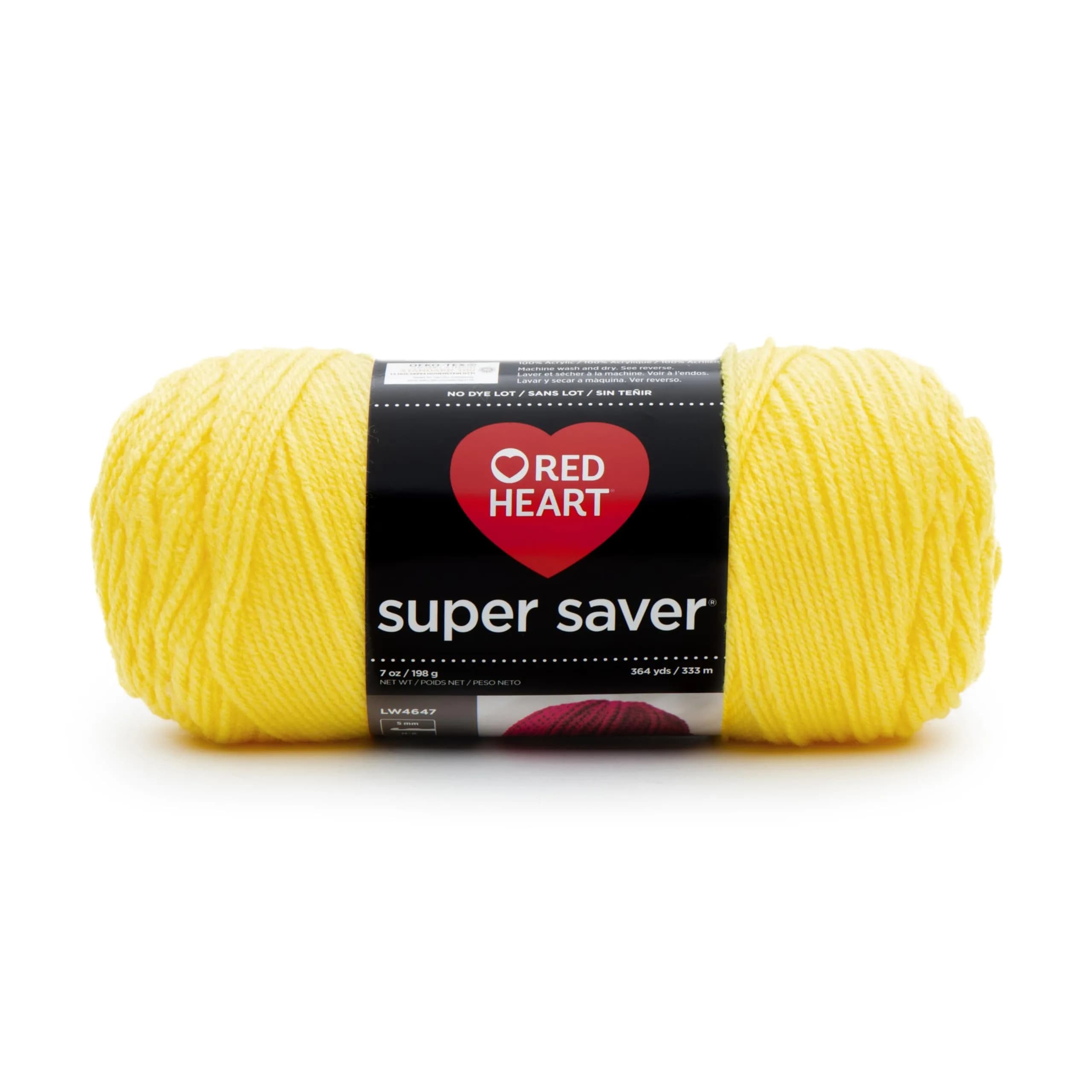 Red Heart Super Saver Yarn, Bright Yellow | 364 yards, 198g/7oz, Acrylic, Medium Worsted Weight