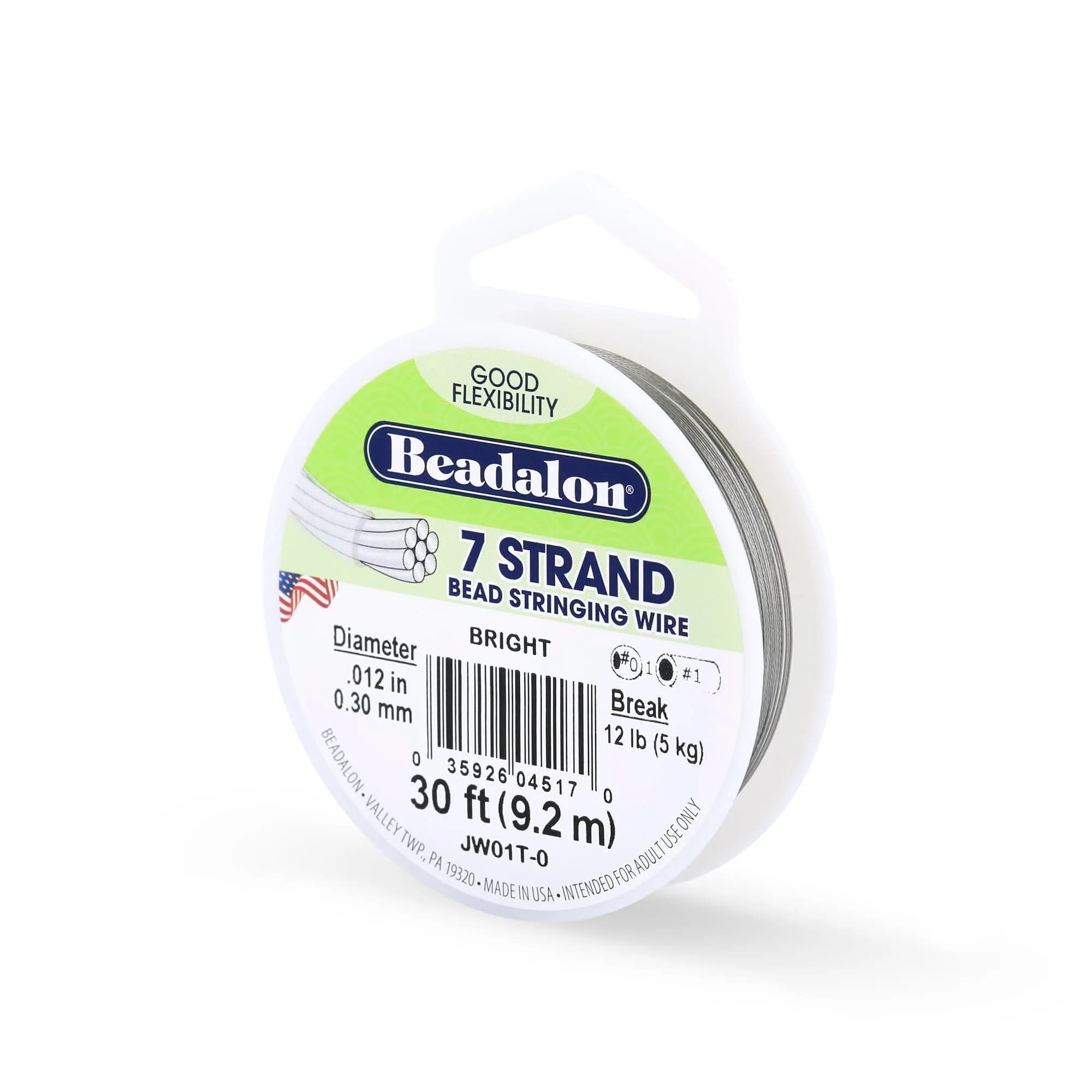 Beadalon 7-Strand Stainless Steel Beading Wire, 0.30 mm (0.012 in) - Bright - main product image