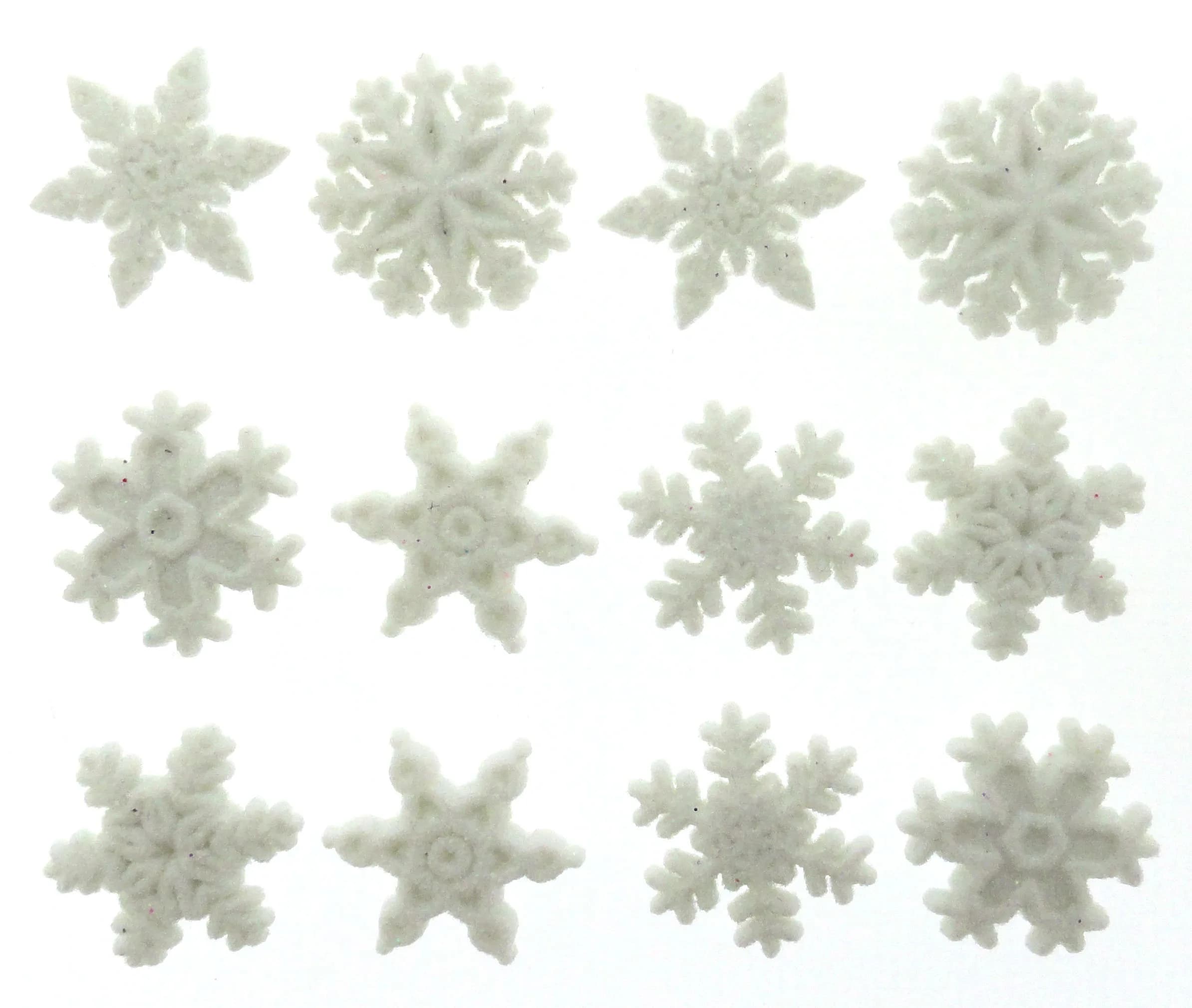 Jesse James Dress It Up Holiday Collection Embellishments, Glitter Snowflakes, White | Festive Scrapbooking Embellishments