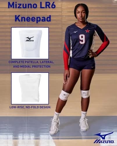 Mizuno LR6 Volleyball Kneepad, Black, Medium | 6" Sleeve Length thumbnail 2