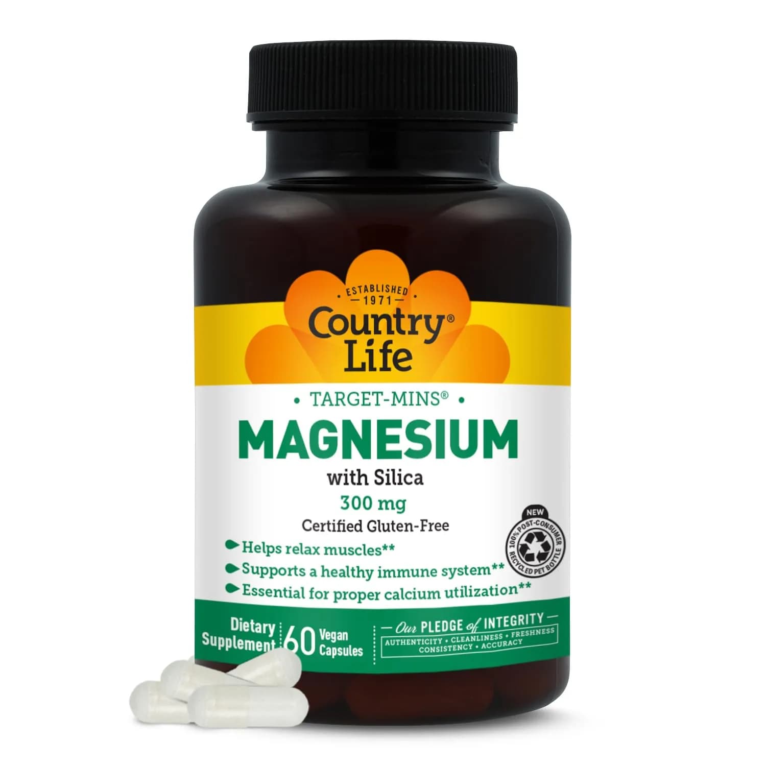Country Life Target-Mins Magnesium with Silica 300mg Capsules (60 Count) | Essential Mineral for Nervous System & Bone Health — Capsule