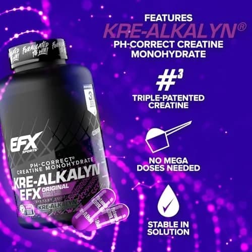 EFX Sports Kre-Alkalyn EFX pH-Correct Creatine Monohydrate Capsules 240 Count (120 Servings) | Clinically Tested Strength & Performance thumbnail 4