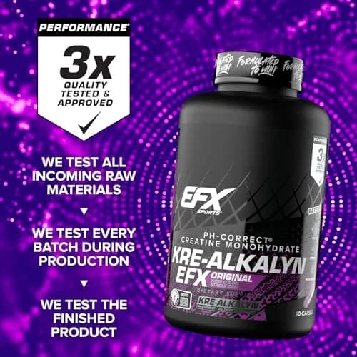 EFX Sports Kre-Alkalyn EFX pH-Correct Creatine Monohydrate Capsules 240 Count (120 Servings) | Clinically Tested Strength & Performance thumbnail 7