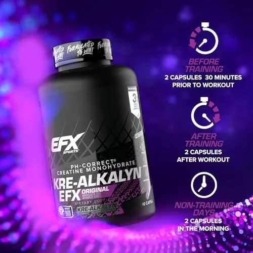 EFX Sports Kre-Alkalyn EFX pH-Correct Creatine Monohydrate Capsules 240 Count (120 Servings) | Clinically Tested Strength & Performance thumbnail 8