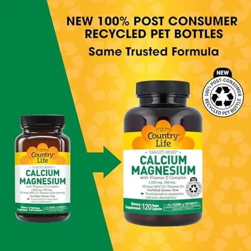 Country Life Target-Mins Calcium Magnesium Vitamin D, 120 Vegan Capsules | Supports Bone & Muscle Health thumbnail 5