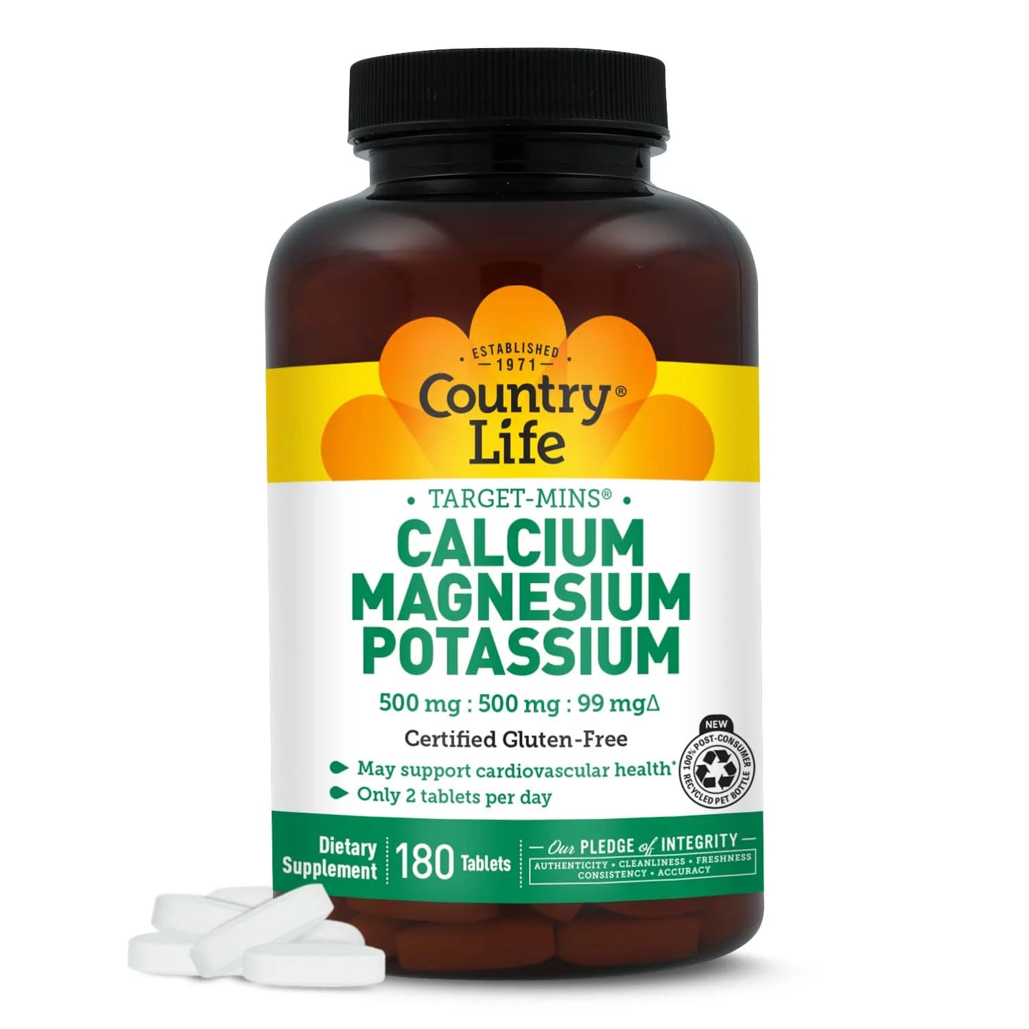Country Life Target-Mins Calcium Magnesium Potassium 180 Tablets | Bone & Heart Support