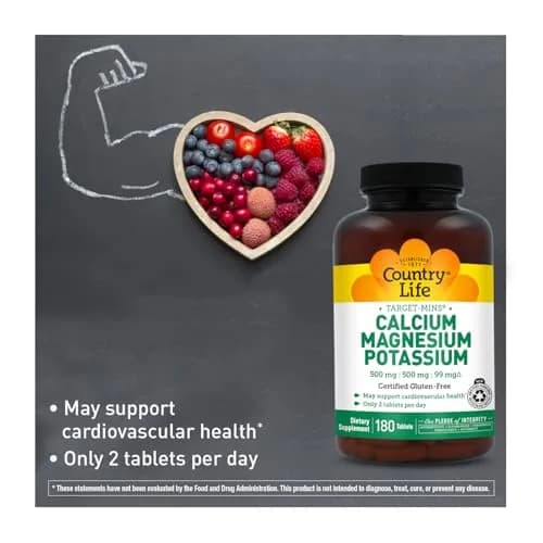 Country Life Target-Mins Calcium Magnesium Potassium 180 Tablets | Bone & Heart Support thumbnail 5