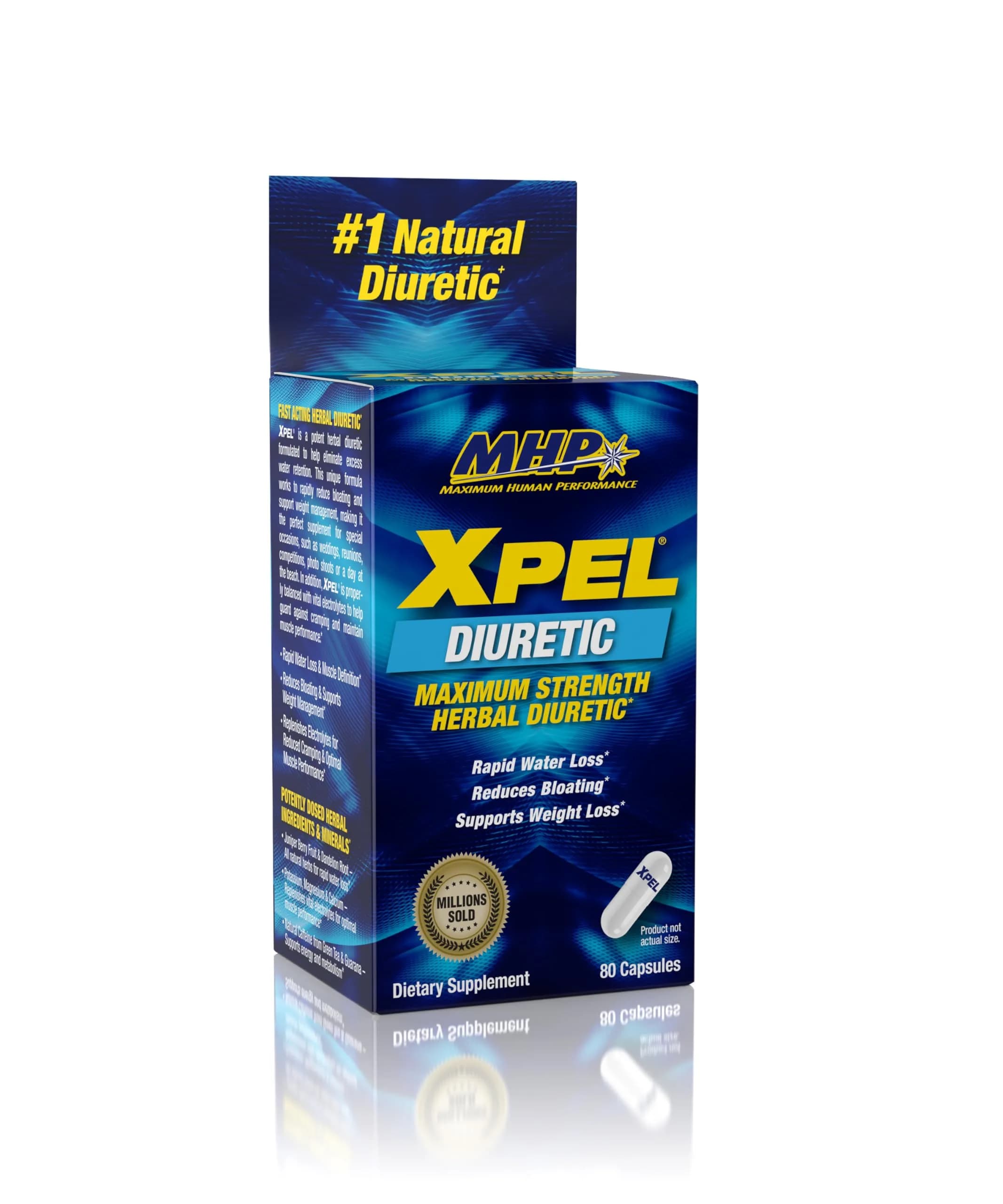 Maximum Human Performance Xpel Maximum Strength Diuretic Water Pills 80 Capsules | Rapid Water Loss & Bloating Support — 80 Capsules