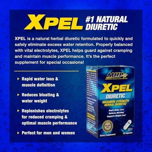 Maximum Human Performance Xpel Maximum Strength Diuretic Water Pills 80 Capsules | Rapid Water Loss & Bloating Support thumbnail 3