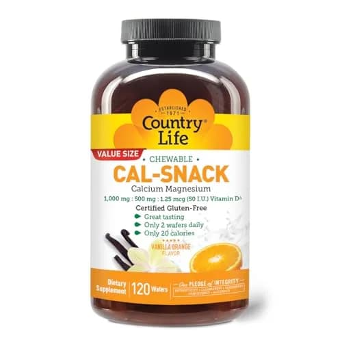 Country Life Cal-Snack Calcium Magnesium Wafers, Vanilla Orange, 120 Count | Easy-to-Chew Supplement with Vitamin D3 for Bone & Muscle Support thumbnail 4