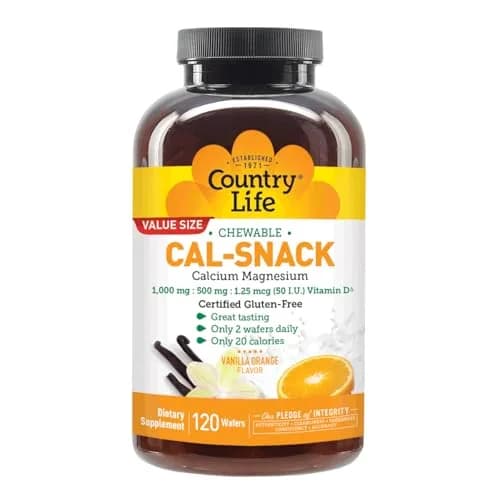Country Life Cal-Snack Calcium Magnesium Wafers, Vanilla Orange, 120 Count | Easy-to-Chew Supplement with Vitamin D3 for Bone & Muscle Support thumbnail 5