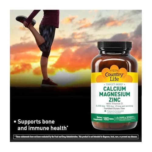 Country Life Calcium Magnesium Zinc 1000 mg/500 mg/25 mg | Bone & Bone Density Support thumbnail 6