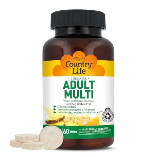 Country Life Adult Chewable Multivitamin, Pineapple Orange, 60 Wafers | Supports Energy & Immunity thumbnail 1