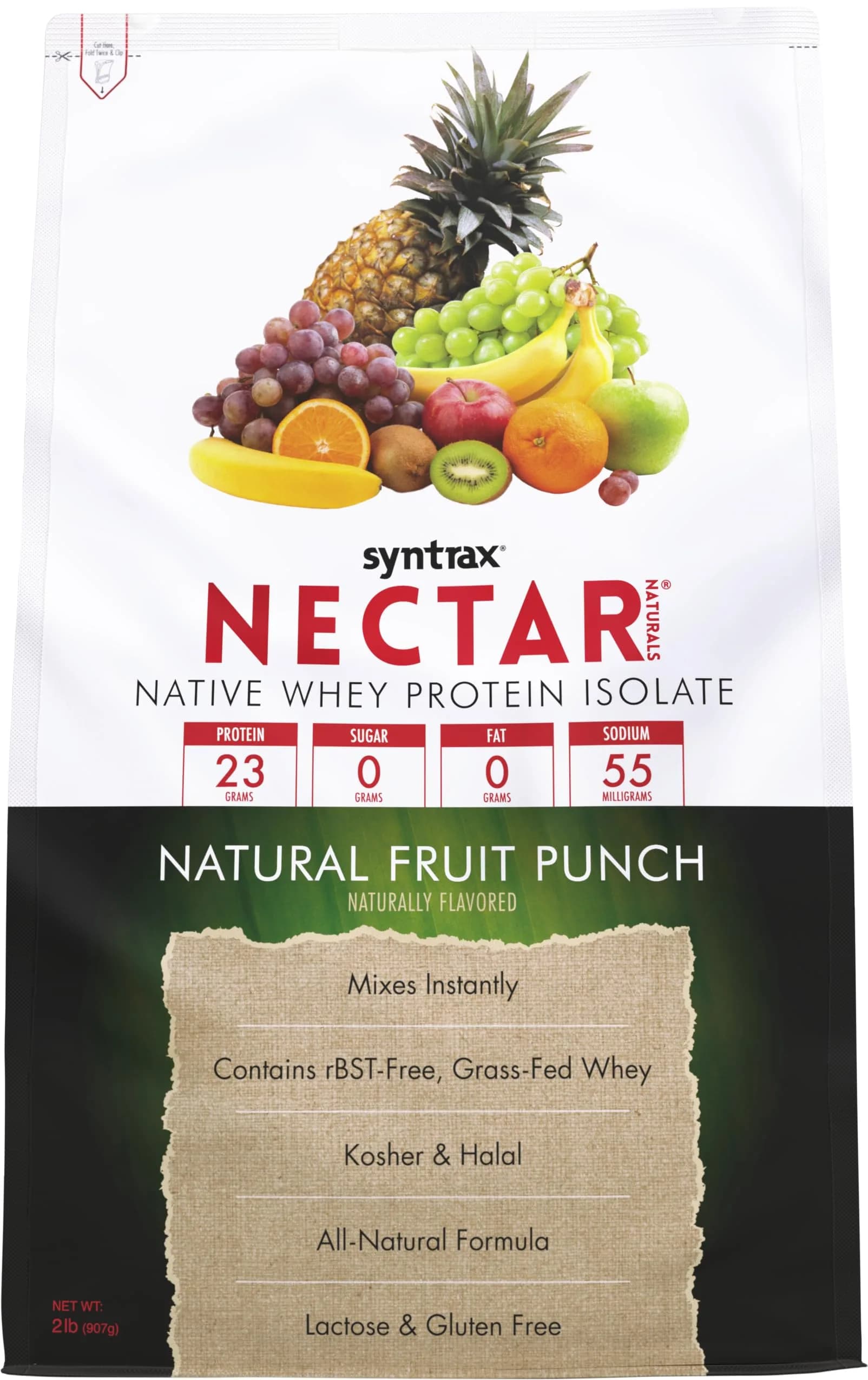 Syntrax Nectar Naturals All Natural Whey Protein Isolate 2 lbs | Juicy Fruit Punch for Muscle Support - main product image
