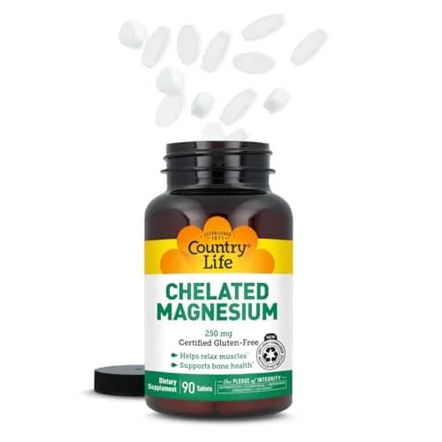 Country Life Chelated Magnesium 250 mg | Vegan, Gluten-Free, Supports Heart & Bone Health (90 Tablets) thumbnail 8