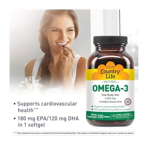 Country Life Omega-3 Fish Oil 1000 mg | EPA DHA Support for Heart & Brain (70-120 chars) thumbnail 2