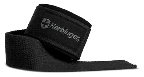 Harbinger Padded Cotton Lift Straps, Black - 21.5" Length, 1.5" Width | Cushions Wrists for Lifting Support thumbnail 4