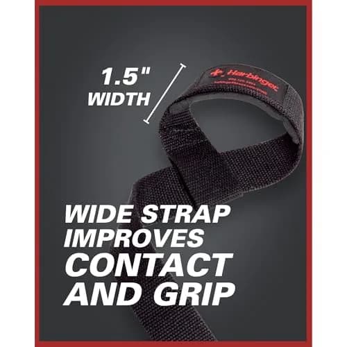 Harbinger Padded Cotton Lift Straps, Black - 21.5" Length, 1.5" Width | Cushions Wrists for Lifting Support thumbnail 5