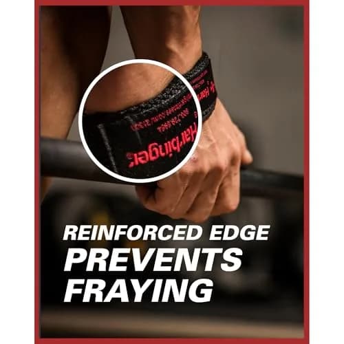 Harbinger Padded Cotton Lift Straps, Black - 21.5" Length, 1.5" Width | Cushions Wrists for Lifting Support thumbnail 7