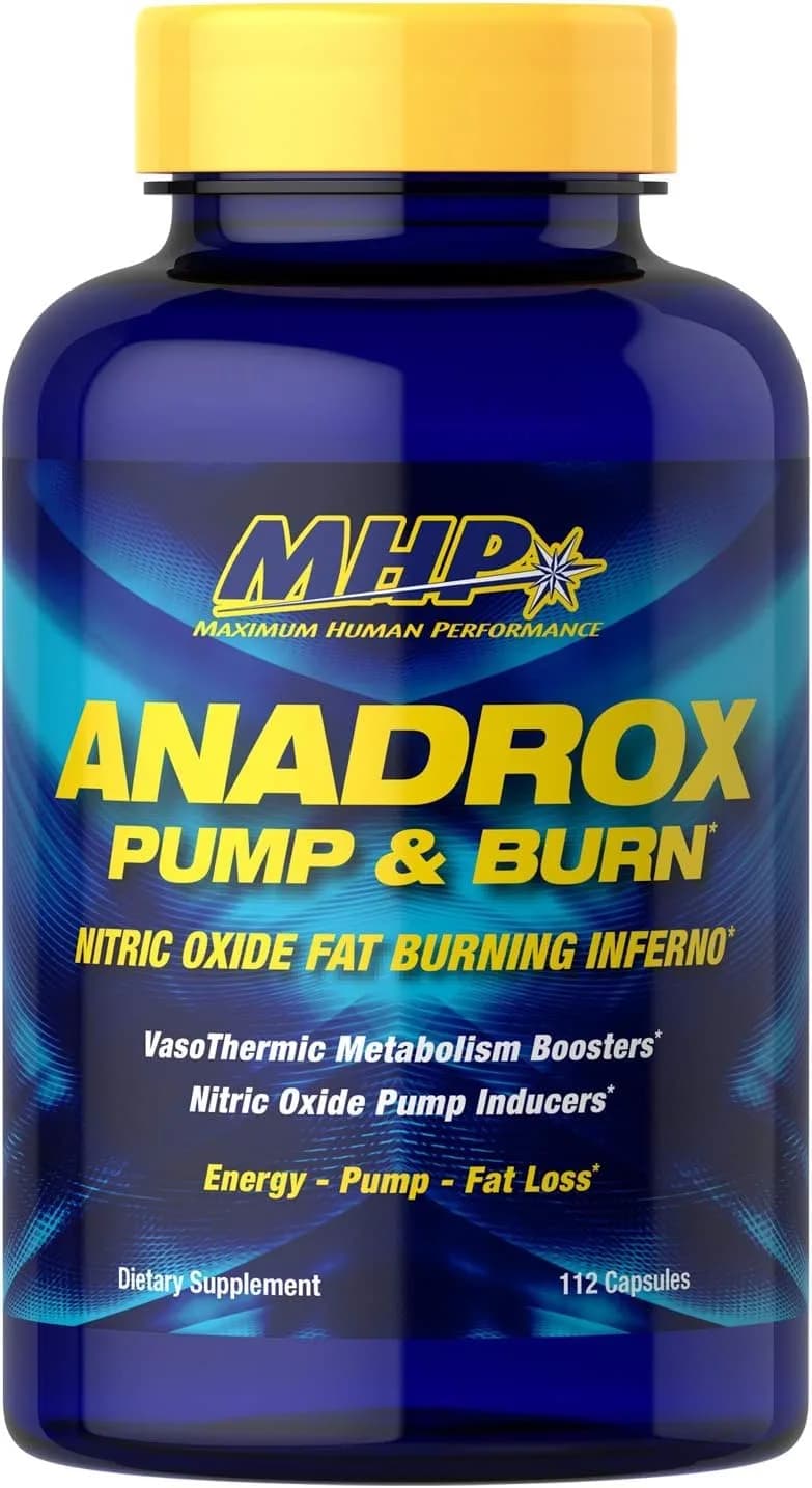Maximum Human Performance MHP Anadrox Pump & Burn 112 capsules | Nitric Oxide Fat Burner for Energy & Metabolism