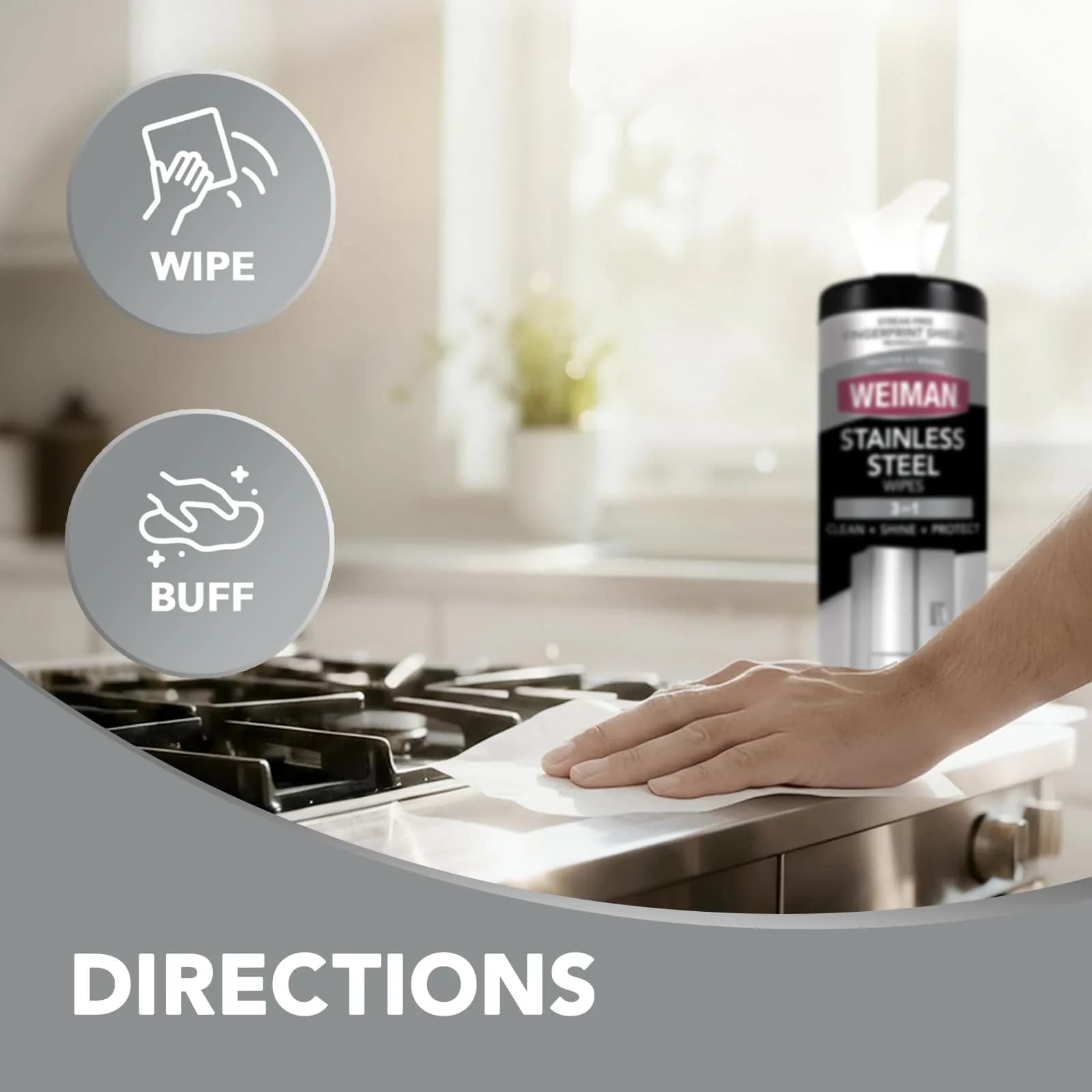Weiman Stainless Steel Cleaner & Polisher Wipes 30 Ct | Cleans, Polishes & Protects Appliances - view 9