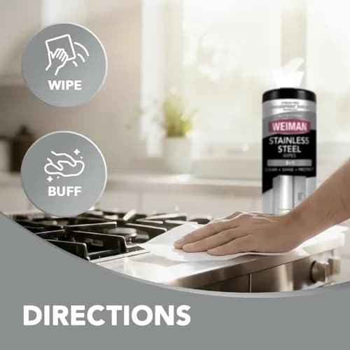 Weiman Stainless Steel Cleaner & Polisher Wipes 30 Ct | Cleans, Polishes & Protects Appliances thumbnail 9