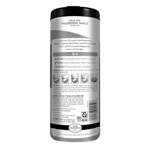 Weiman Stainless Steel Cleaner & Polisher Wipes 30 Ct | Cleans, Polishes & Protects Appliances thumbnail 2