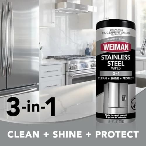 Weiman Stainless Steel Cleaner & Polisher Wipes 30 Ct | Cleans, Polishes & Protects Appliances thumbnail 3