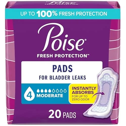 Poise Incontinence Pads for Women, 4 Drop Moderate Absorbency, 20 Count | Dermatologist Tested for Sensitive Skin thumbnail 1