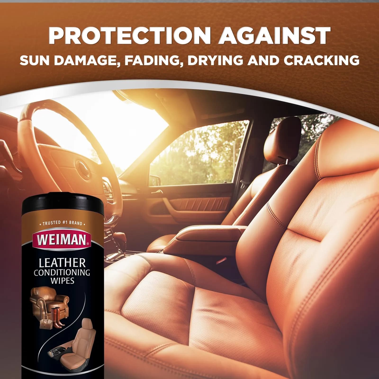 Weiman Leather Cleaner & Conditioner Wipes With UV Protection, 30 ct | Prevents Cracking & Fading on Auto Seats, Shoes, Purses - view 6
