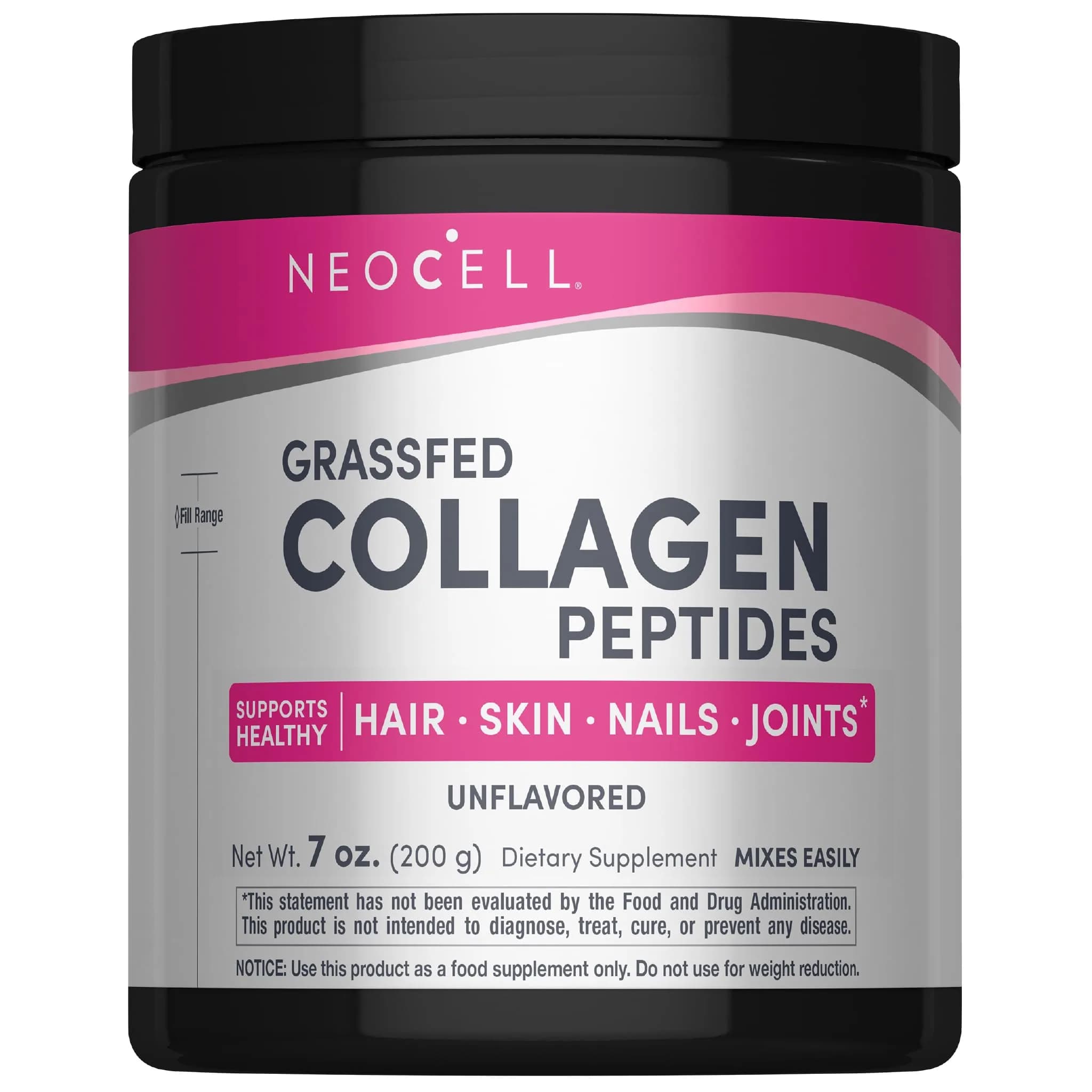 NeoCell Grassfed Collagen Peptides Powder Unflavored 200g (7 oz) | Supports Skin, Hair, Nails & Joints - main product image