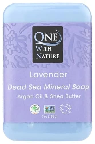 One With Nature Lavender Bar Soap 198g (7 Ounce) | Triple Milled, Mild Exfoliating, Dead Sea Minerals thumbnail 1