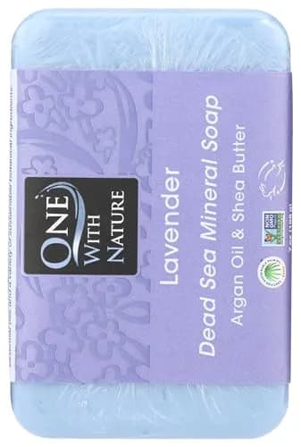 One With Nature Lavender Bar Soap 198g (7 Ounce) | Triple Milled, Mild Exfoliating, Dead Sea Minerals thumbnail 2