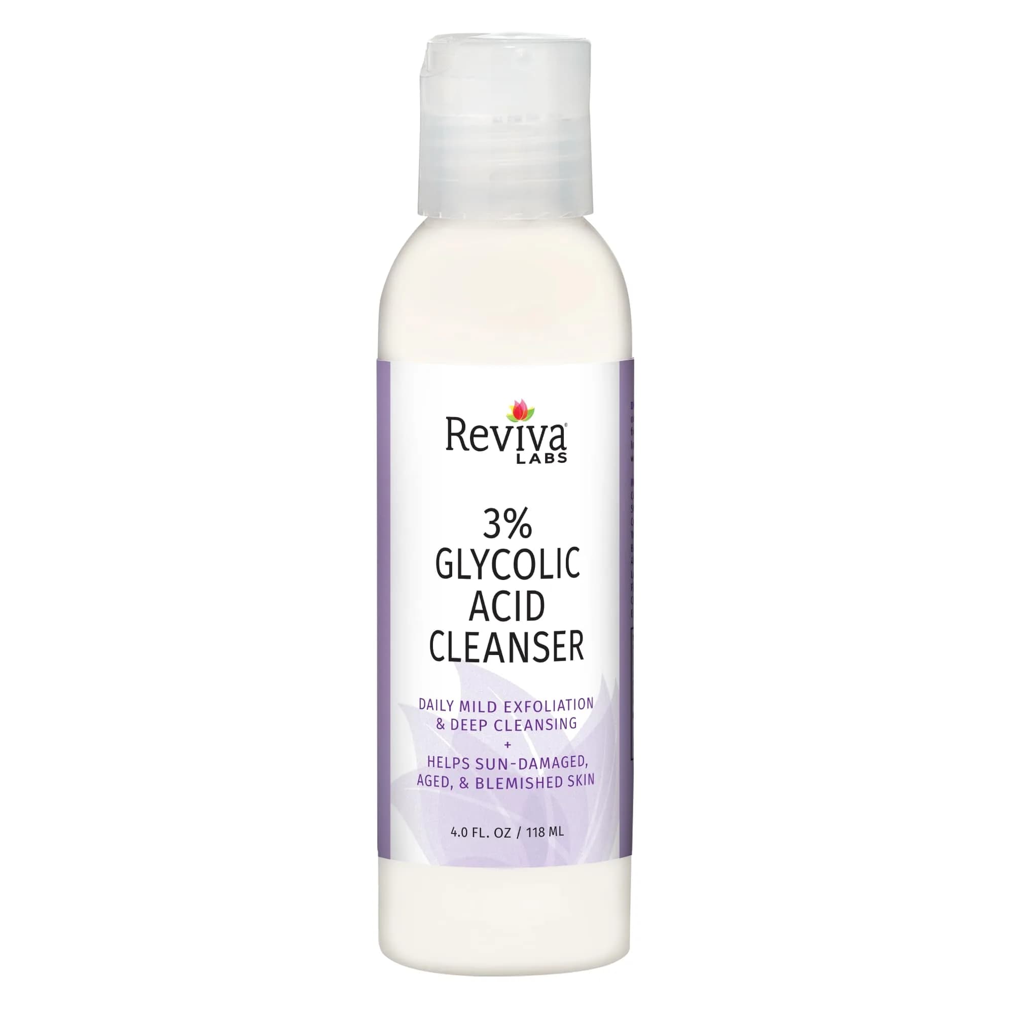 Reviva Labs Glycolic Acid Cleanser Cream 4 oz | Exfoliating Face Wash for All Skin Types