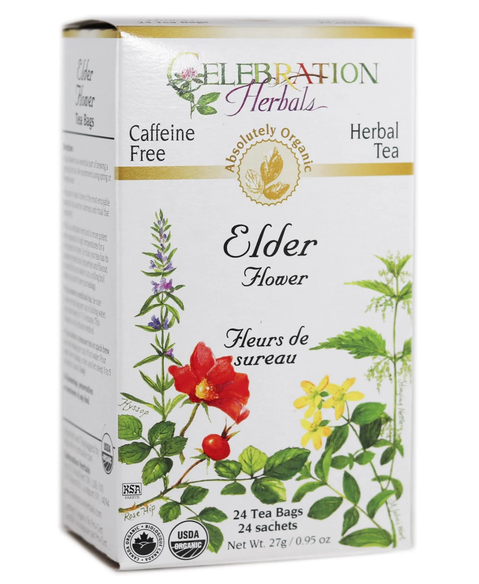 Celebration Herbals Organic Elder Flower Tea Bags 24 Count | Certified Organic Elderberry Tea for Relaxation & Wellness — Teabags