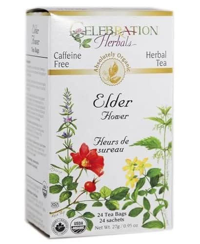 Celebration Herbals Organic Elder Flower Tea Bags 24 Count | Certified Organic Elderberry Tea for Relaxation & Wellness thumbnail 1