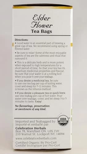 Celebration Herbals Organic Elder Flower Tea Bags 24 Count | Certified Organic Elderberry Tea for Relaxation & Wellness thumbnail 4