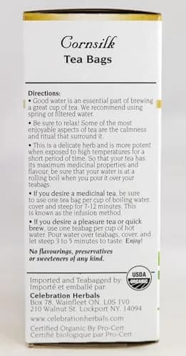 Celebration Herbals Organic Cornsilk Tea 24 Herbal Tea Bags | Caffeine-Free & Organic thumbnail 4