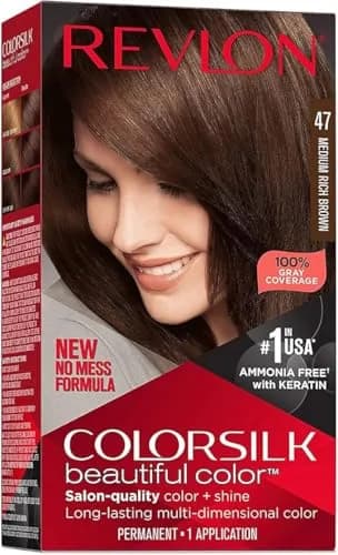 Revlon ColorSilk Hair Color, Medium Rich Brown 47 | Ammonia-Free, Multi-Tonal, Long-Lasting thumbnail 1