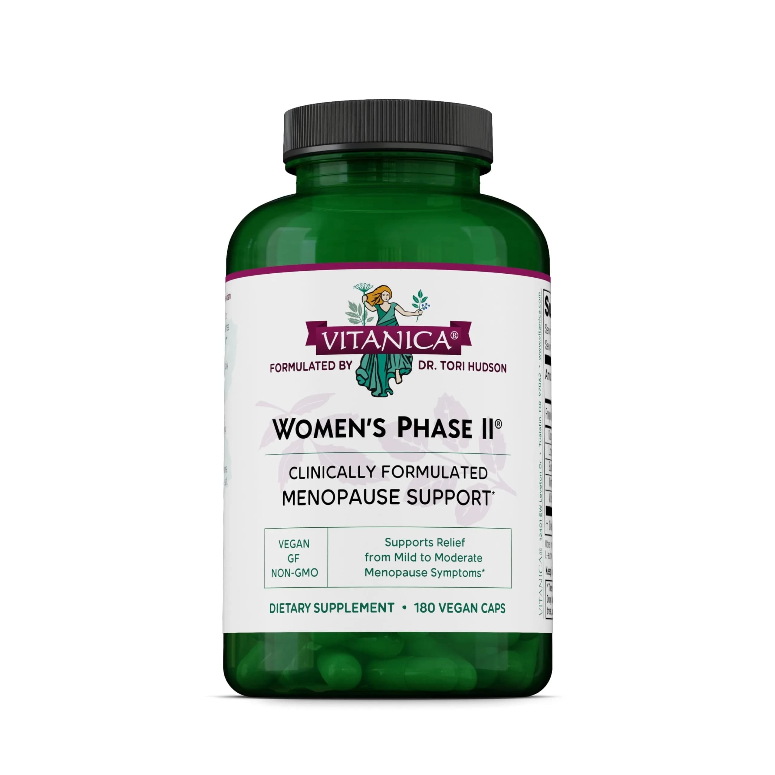 Vitanica Women’s Phase II Menopause Support, Vegan, 180 Capsules | Natural Relief for Hot Flashes & Mood — Women's Phase II