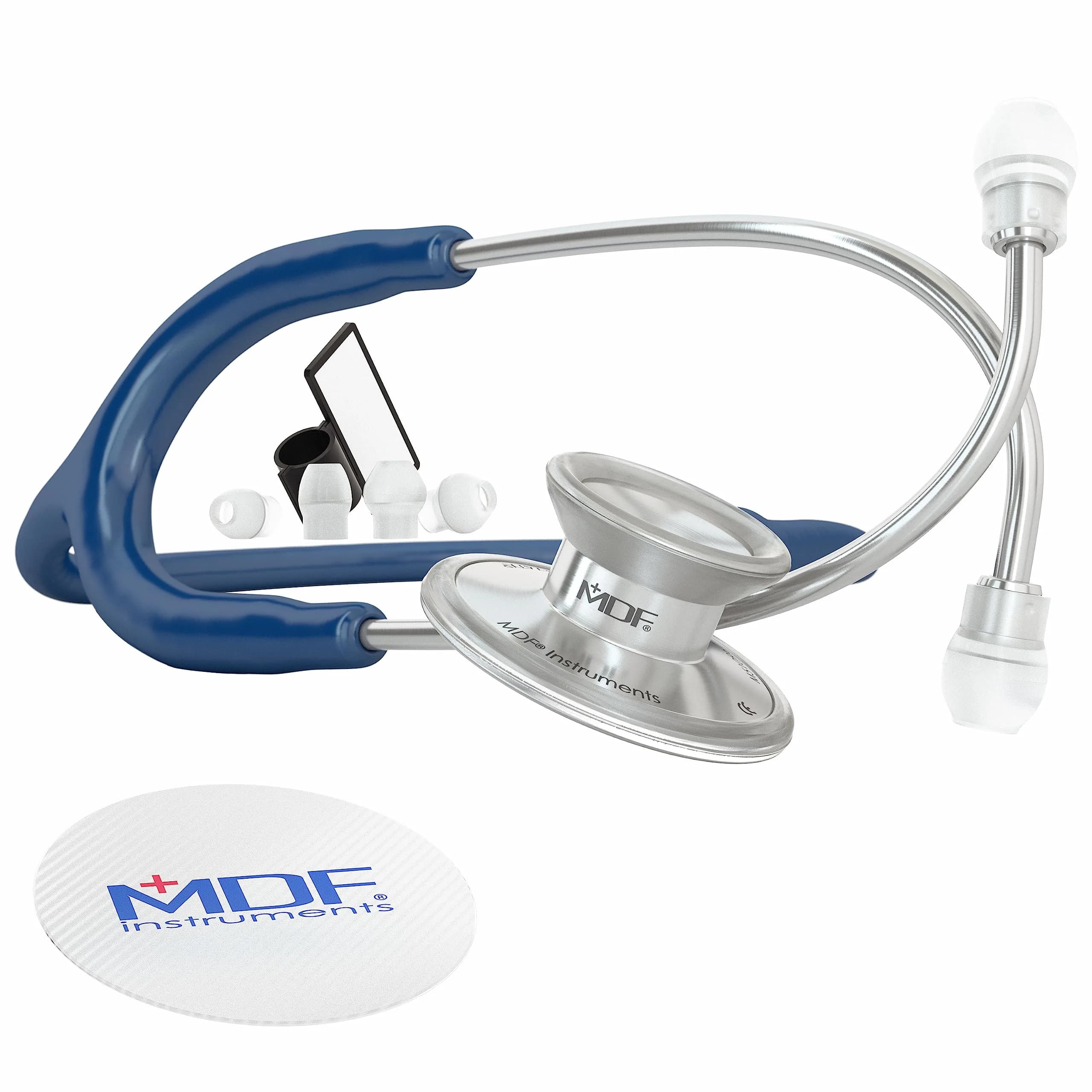 MDF Instruments Acoustica Lightweight Stethoscope | Dual Head, Navy Blue, Silver, 79 cm (31.2 in)