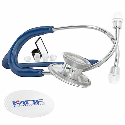 MDF Instruments Acoustica Lightweight Stethoscope | Dual Head, Navy Blue, Silver, 79 cm (31.2 in) thumbnail 1
