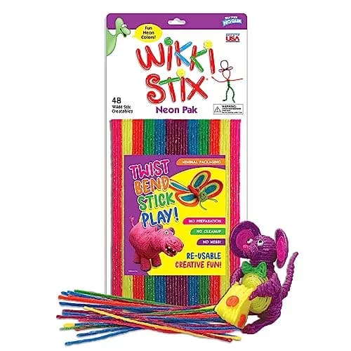 Wikki Stix Neon Pak of 48, 8 inch Sticks | Reusable Craft Fun for Kids thumbnail 1