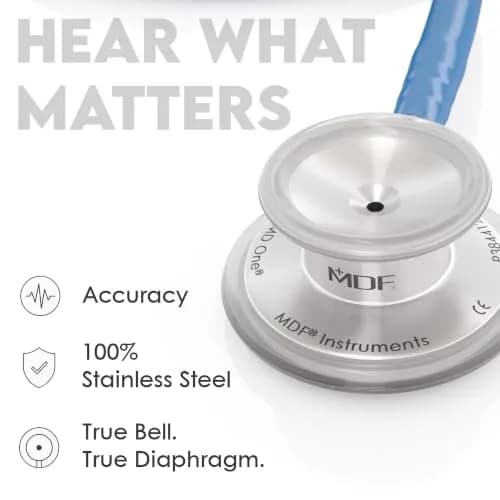 MDF Instruments MD One Stainless Steel Adult Stethoscope Royal Blue Tube | Acoustic Precision & Durability thumbnail 5