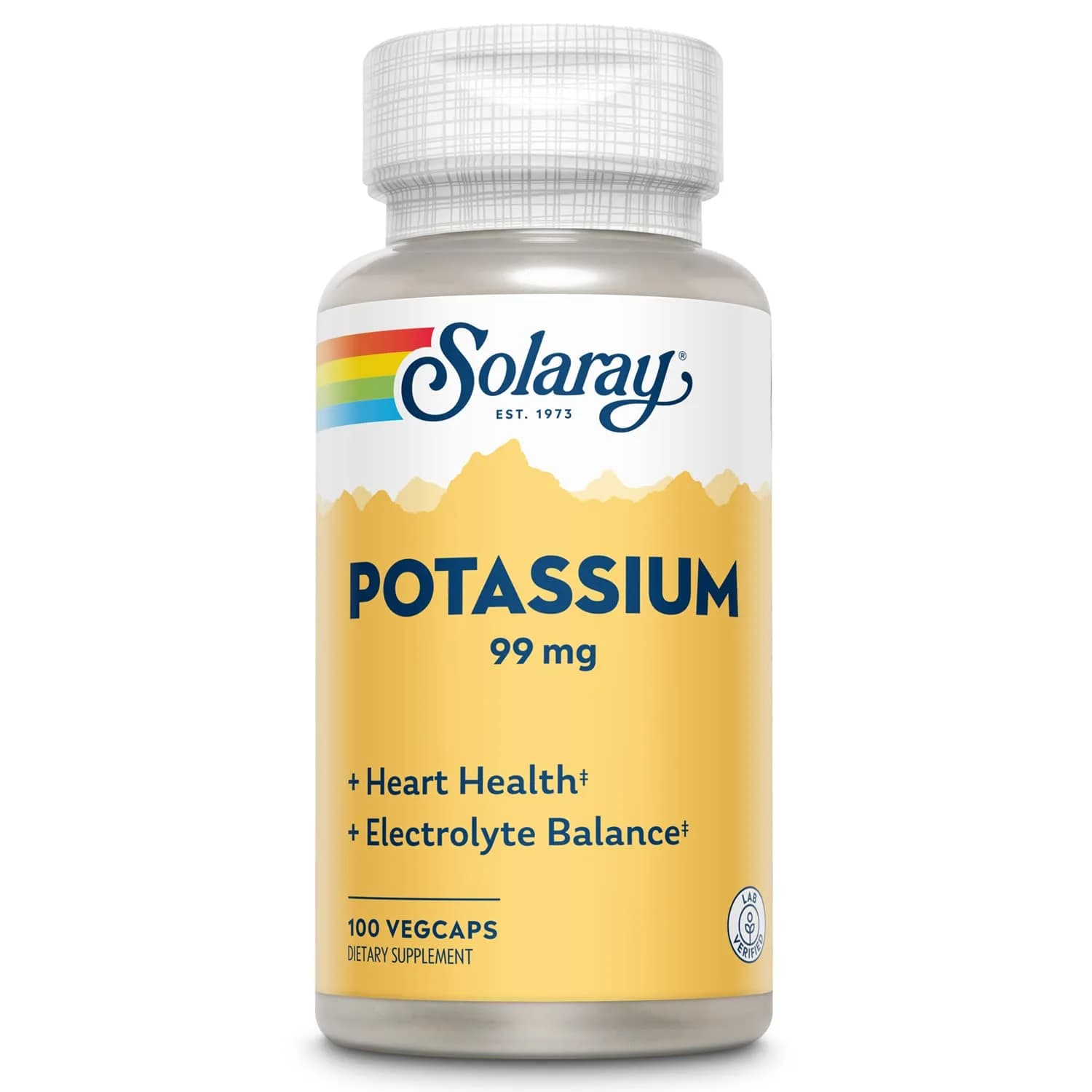 SOLARAY Potassium Supplement Capsules, 100 VegCaps | Supports Heart & Electrolyte Balance