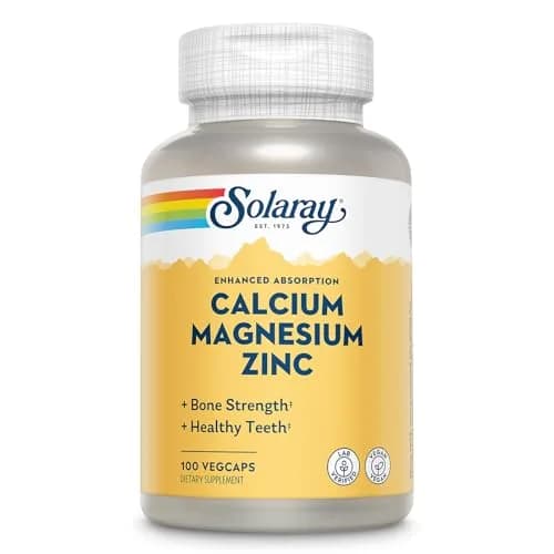 Solaray Calcium Magnesium Zinc, 100 CT | Supports Bone & Heart Health, Immune Boost, Vegan thumbnail 1