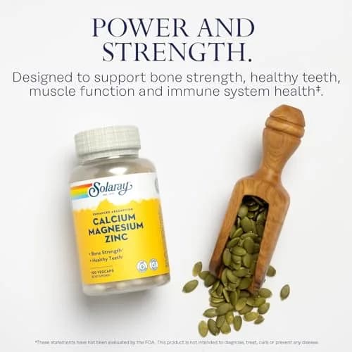 Solaray Calcium Magnesium Zinc, 100 CT | Supports Bone & Heart Health, Immune Boost, Vegan thumbnail 3