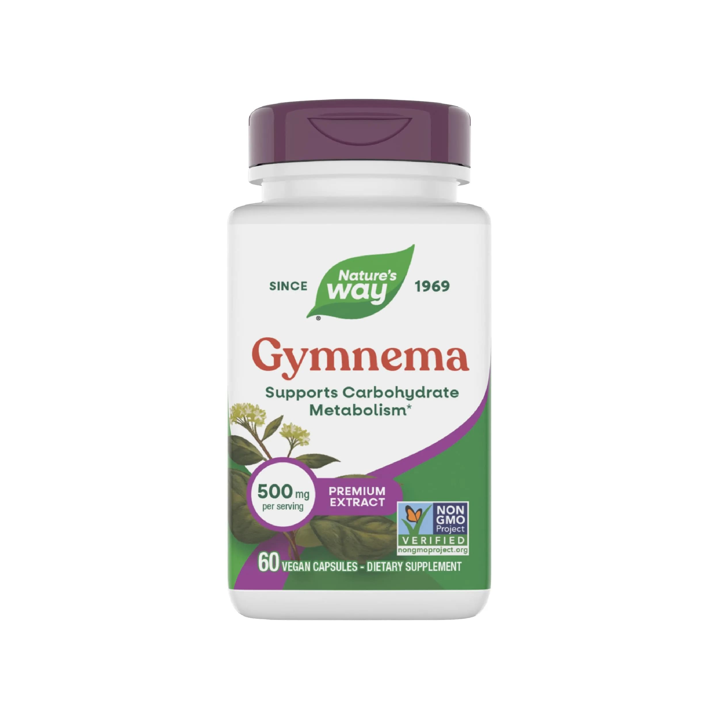 Nature's Way Gymnema Premium Extract 500 mg 60 Capsules | Supports Carbohydrate Metabolism — No Color