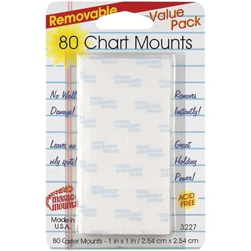 Magic Mounts Removable Chart Mounts 1" (80 Count) | Teacher-Tested Adhesive Tabs thumbnail 1
