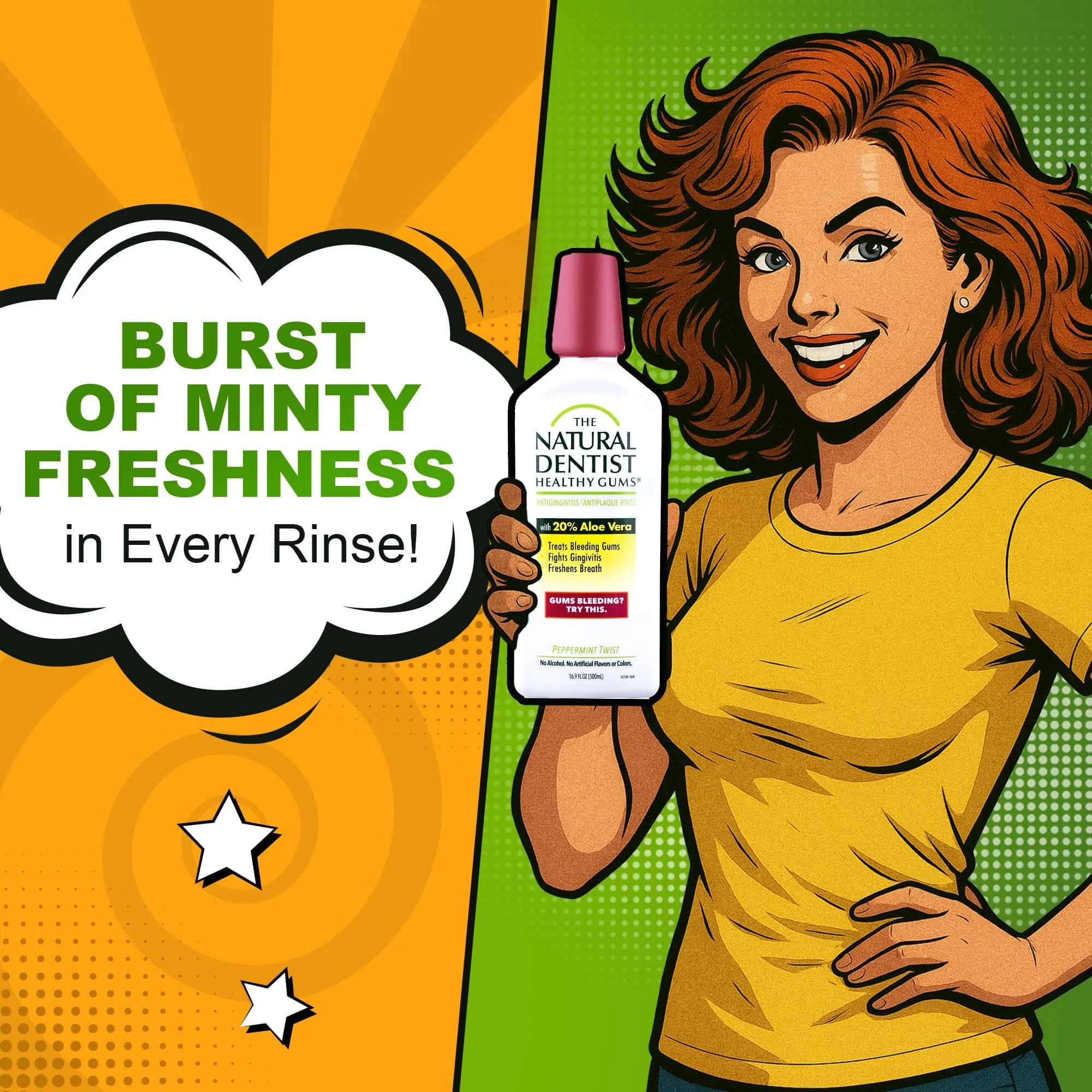 The Natural Dentist Peppermint Twist Mouthwash 499ml (16.9 Fl Oz) | Alcohol-Free Daily Rinse - view 5